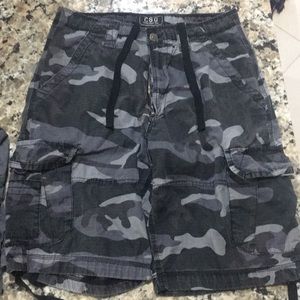 Men’s Champs Cargo Shorts in Grey and Black Camo